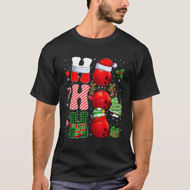 Hohoho Santa Elf Reindeer Bowling Bylls och Jesus T Shirt (Framsida)