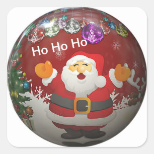 "HoHoHo Santa" Fyrkantigt Klistermärke