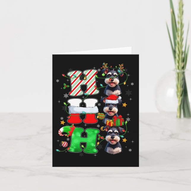 Hohoho Schnauzer Hund Santa Tomte Hatt Ren Jul Kort (Framsida)