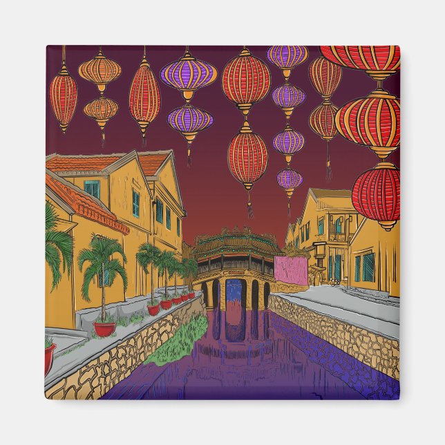 Hoi An Ancient City Lanternes Travel Vietnam HoiAn Magnet (Framsidan)