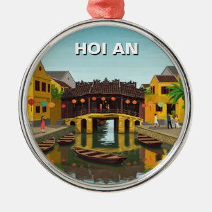 Hoi An Vietnam Japanska Överbyggda Bron Resa Julgransprydnad Metall