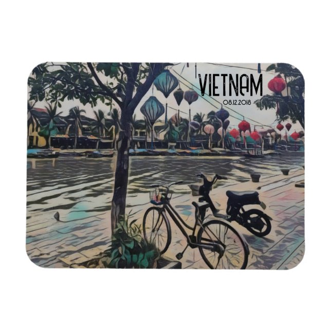 Hoi An Vietnam Lanterners Anpassade Date Magnet (Horisontell)