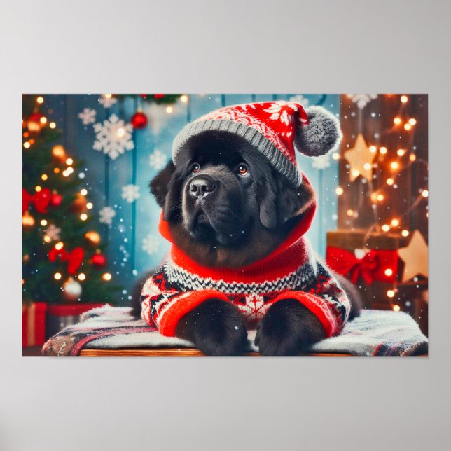 Hoiday Newfie Puppy Poster (Framsidan)