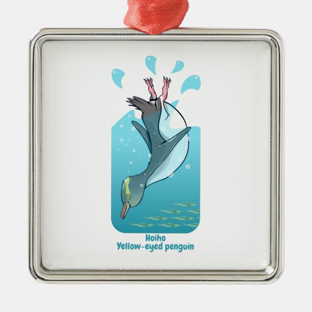 HOIHO GULT EYED PENGUIN SWIMMING JULGRANSPRYDNAD METALL (Framsidan)