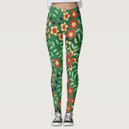 Höj dina vibes med Grönt japansk Blommigt Leggings