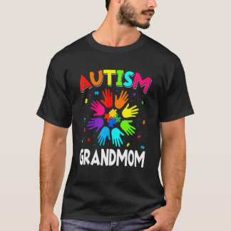 Höj Hand Autism Medvetenhet Mormor Familjestöd T Shirt