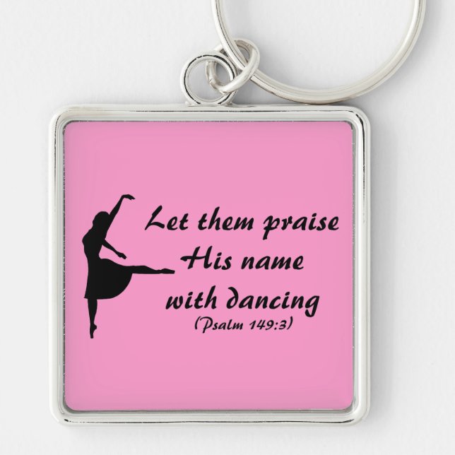 Höj honom med Dancing Keychain Fyrkantig Silverfärgad Nyckelring (Framsidan)
