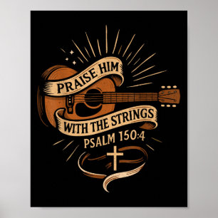 Höj honom med de strängar Jesus akustiska väktaren Poster