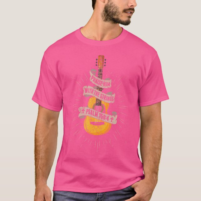 Höj honom med de strängar Jesus akustiska väktaren T Shirt (Framsida)