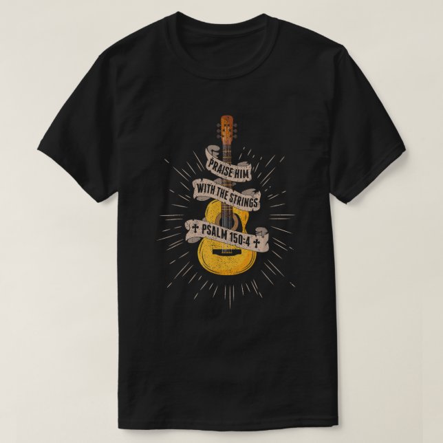 Höj honom med de strängar Jesus akustiska väktaren T Shirt (Design framsida)