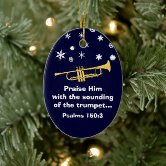 Höj honom med Trumpet Biblical vid jul Julgransprydnad Keramik
