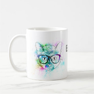 Höj kattens vattenfärg stänk för att anpassa kaffemugg