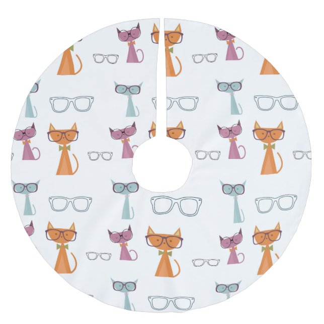 Höj katter jul julgransmatta borstad polyester (Framsidan)