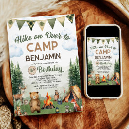 Höj på Över Camping Birthday Inbjudningar