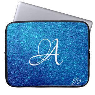 Höj Personlig blå Glitter-miniatyrdiagram i monogr Laptop Fodral