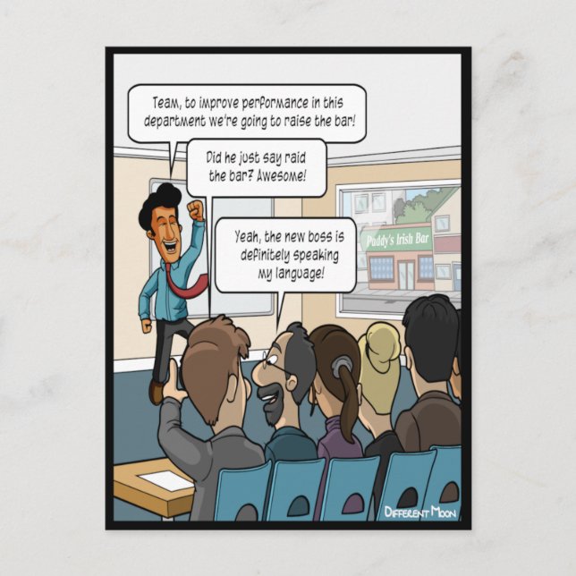 Höj ribban rolig vykort (Framsida)