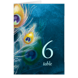 Höj Snyggt Bordsnumren Peacock Blue Bröllop OBS Kort