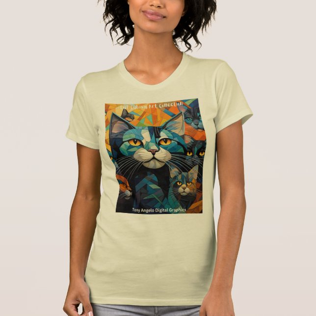Höj Stil med Kattkubistisk konst T Shirt (Framsida)