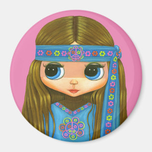 Höj strömstyrka för Hippie Chick Headband Big Öga Magnet