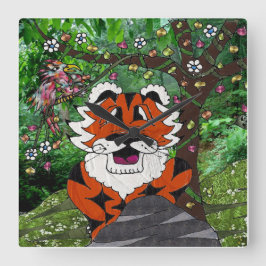 Höj vår planetens miljöteam Tgrr Tiger Clock Fyrkantig Klocka