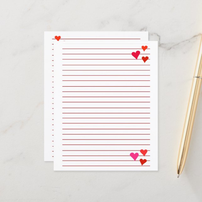hoja de papel con renglones rojos y corazones (Fram/Back In Situ)