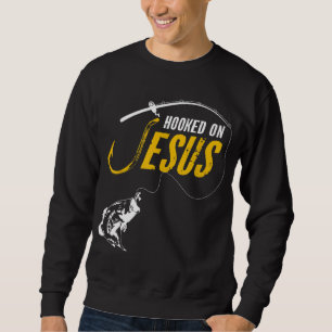 Hojad på Jesus Funny Christian Fishing Lång Ärmad Tröja