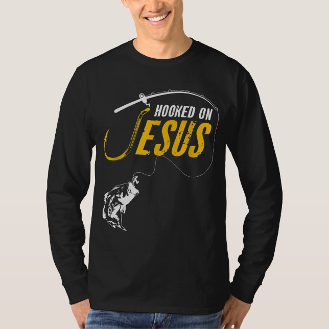 Hojad på Jesus Funny Christian Fishing T Shirt (Framsida)