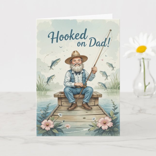 Hojad på Pappa Fishing Fars dag Funny Kort (Liten växt)