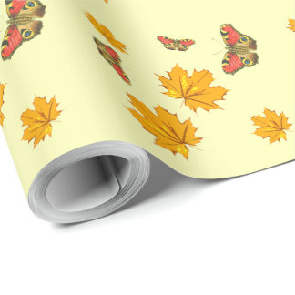 Hojas que caen en otoño y mariposas felices presentpapper