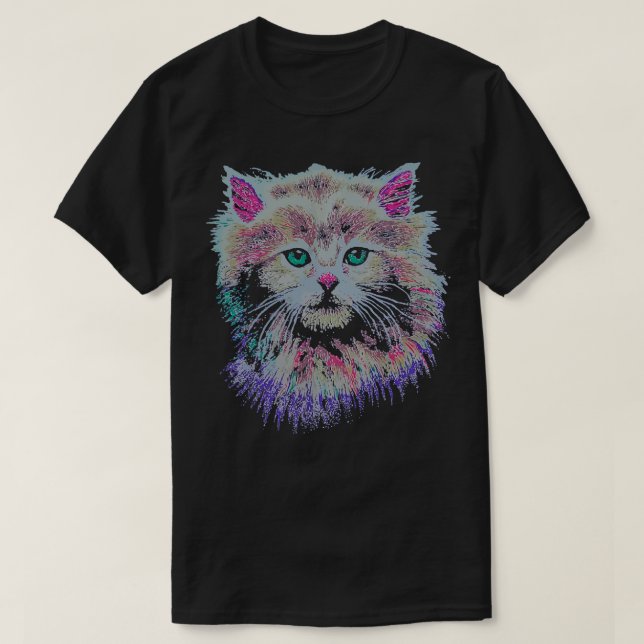 Höjd 80-tal Crazy Dam Retro Cat T Shirt (Design framsida)