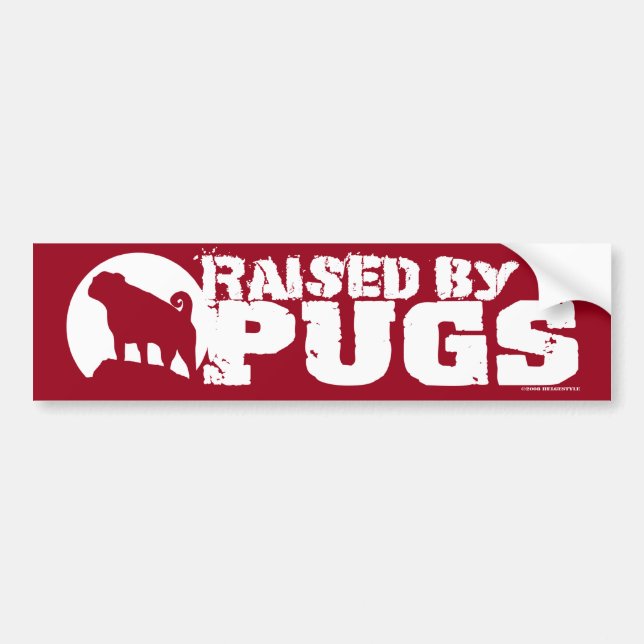 HÖJD AV PUGS Red Bumper Sticker Bildekal (Framsidan)