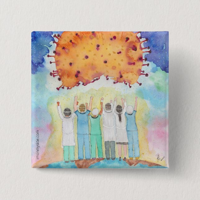 Höjd för de första Liners Covid-19 stift Knapp (Framsida)