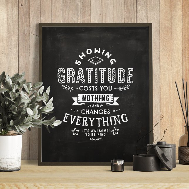 Höjd förändrar allt inspirerande citat poster (Gratitude Changes Everything Inspirational Quote Poster)