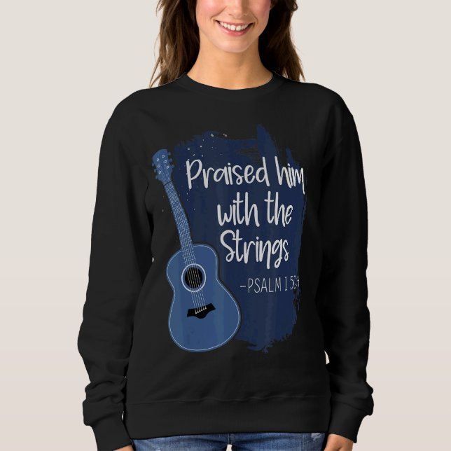 Höjd honom med Strings Instrument Guitar T Shirt (Framsida)