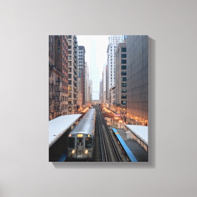 Höjd järnväg i centrala Chicago över Wabash Canvastryck (Framsida)