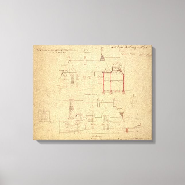 Höjder för Röda huset, Bexley Heath (penna och Canvastryck (Framsida)