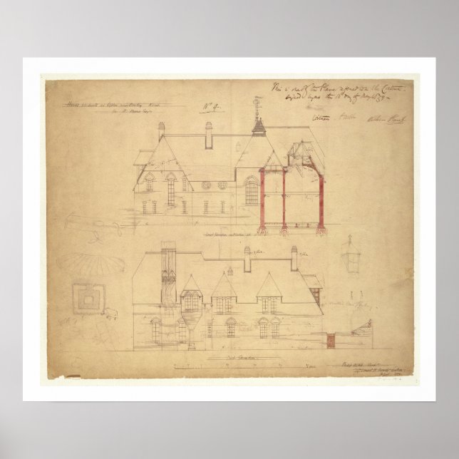 Höjder för Röda huset, Bexley Heath (penna och Poster (Framsidan)