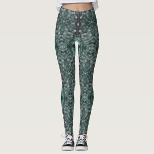 Höjder Mörkgrön Abstrakt Akvarellkonst Leggings