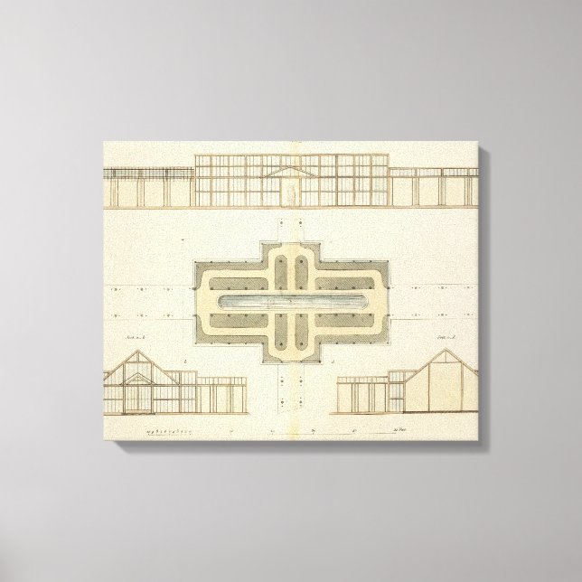 Höjder och markplan för växthus, från " canvastryck (Framsida)