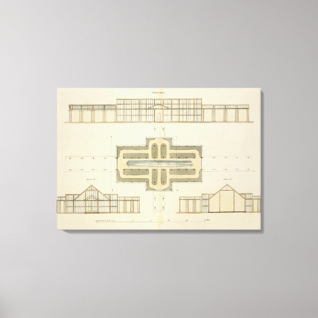 Höjder och markplan för växthus, från " canvastryck (Framsida)