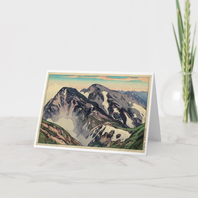 Höjdpunkt: Shiroumadake, Yoshida, Woodcut Kort (Framsida)