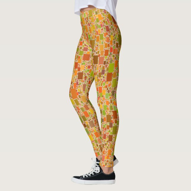 Höjdskalad geometrisk Abstrakt, teckning  Leggings (Vänster)