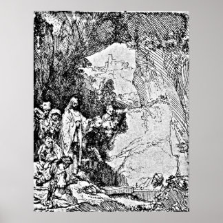Höjning av Lazarus Rembrandt Engrave Poster