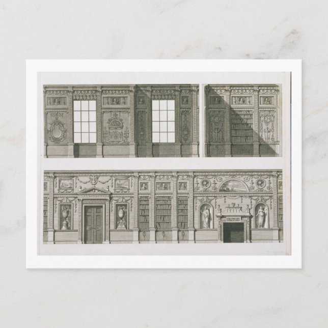 Höjningen av Bibliotek vid Syon House, 1760-69 Vykort (Framsida)