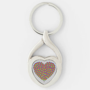 Hök-hövdad hjärta twisted heart silverfärgad nyckelring