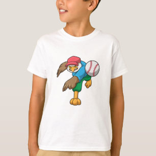 Hök på baseboll med basebollträ t shirt