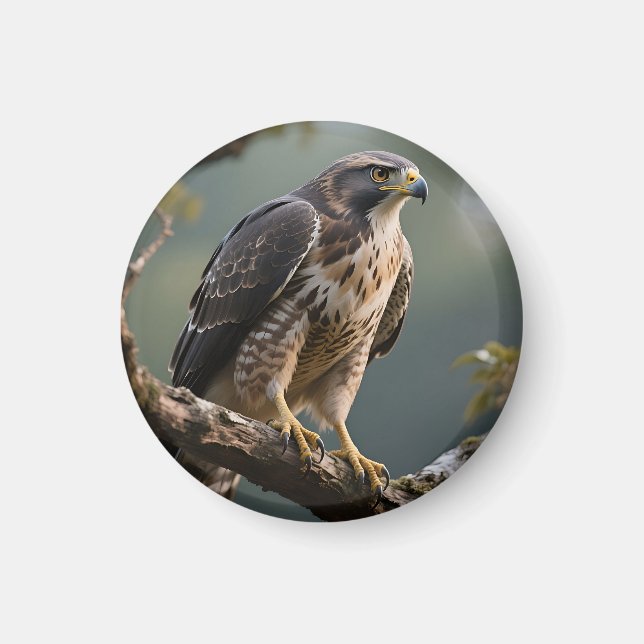 Hök som sitter på gren magnet (Framsidan)