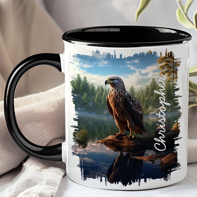 Hök vid Mountain Lakes spegelbild Mugg (Skapare uppladdad)