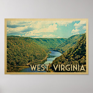Hökar för West Virginia vintage resoraffisch bygga Poster