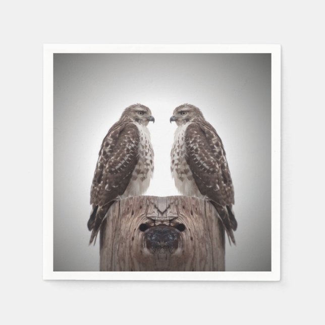 Hökar på en posta pappersservett (Framsidan)